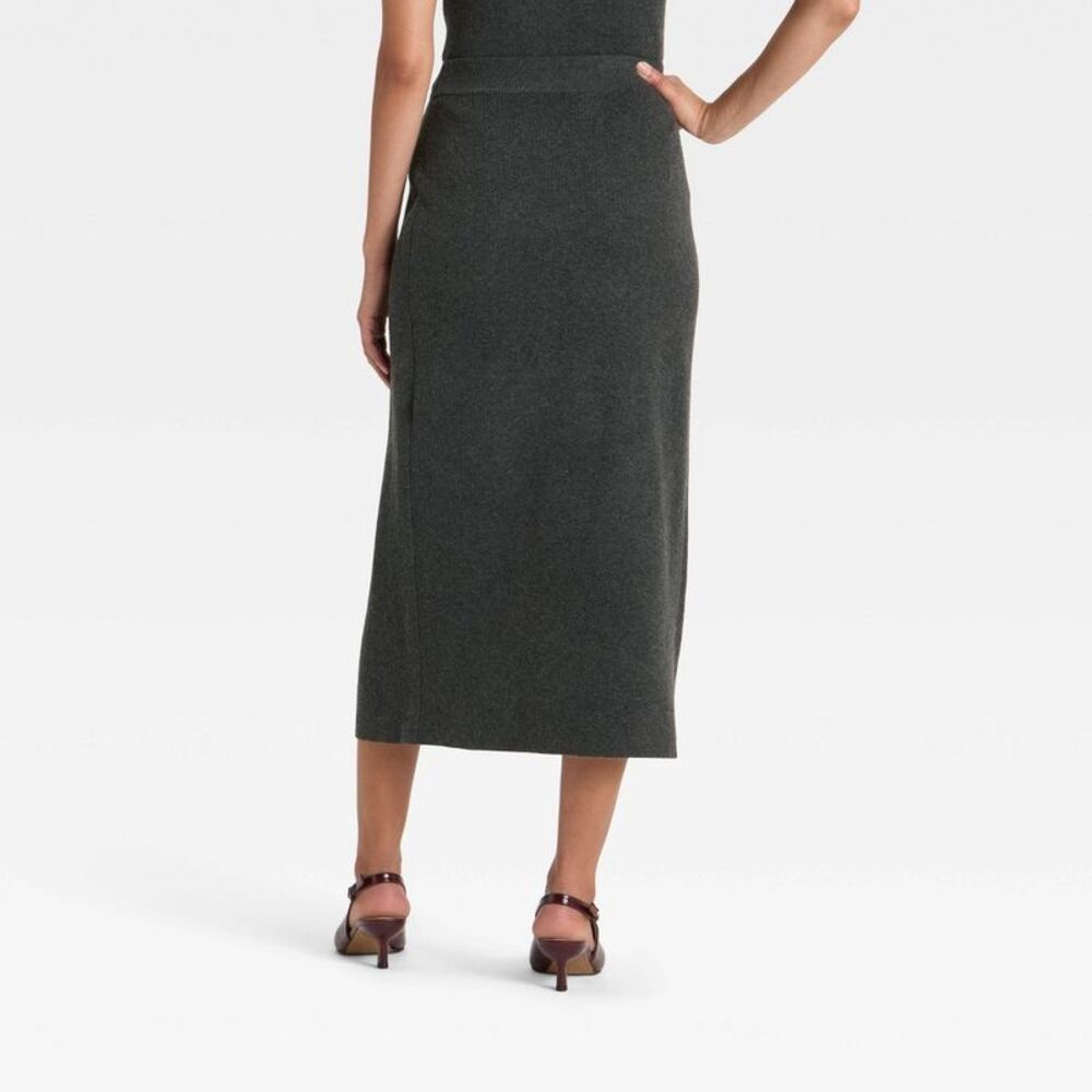 A New Day - Women's Wrap Column Midi Skirt - A New Day Charcoa Gray - Picture 2 of 3